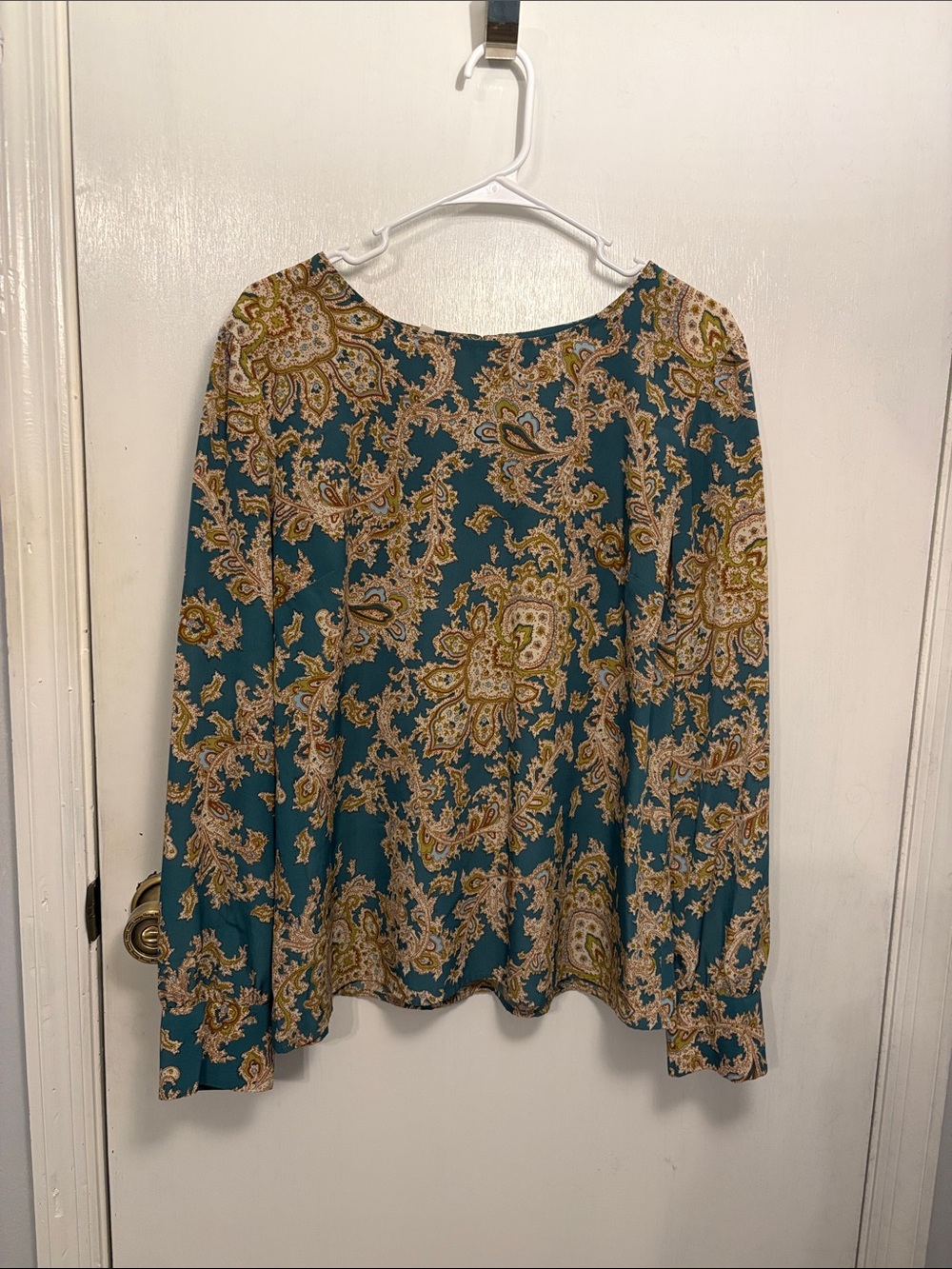 Talbots Blue Paisley Long Sleeve Blouse
